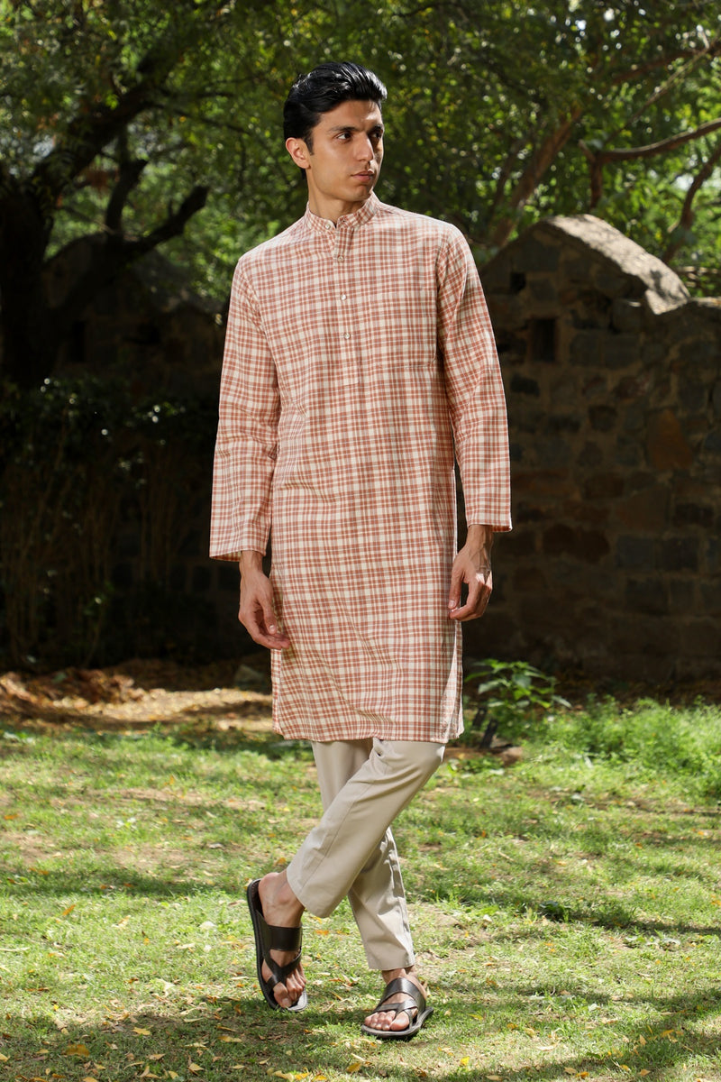 Arka Cotton Checked Long Kurta Rangsutra