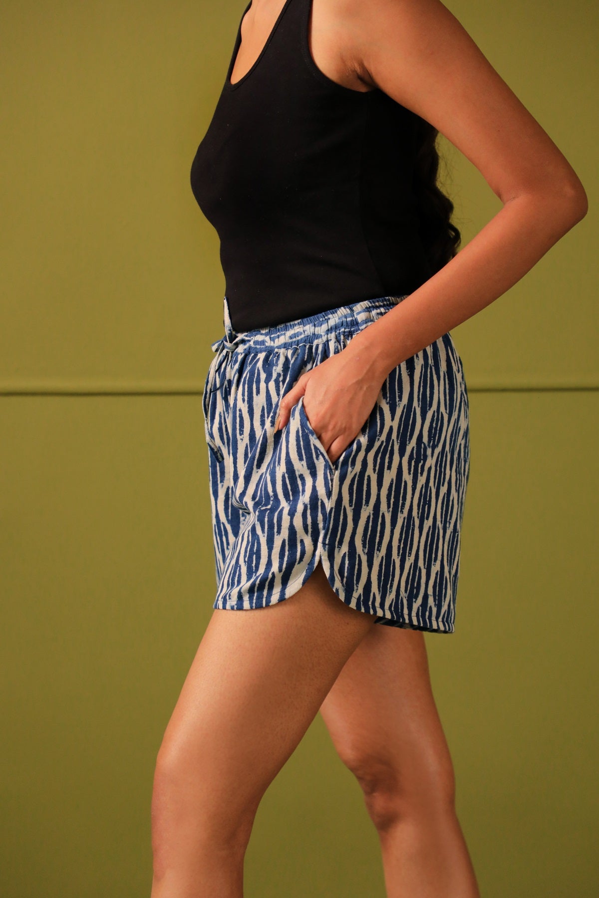 Neera Indigo Thigh High Shorts
