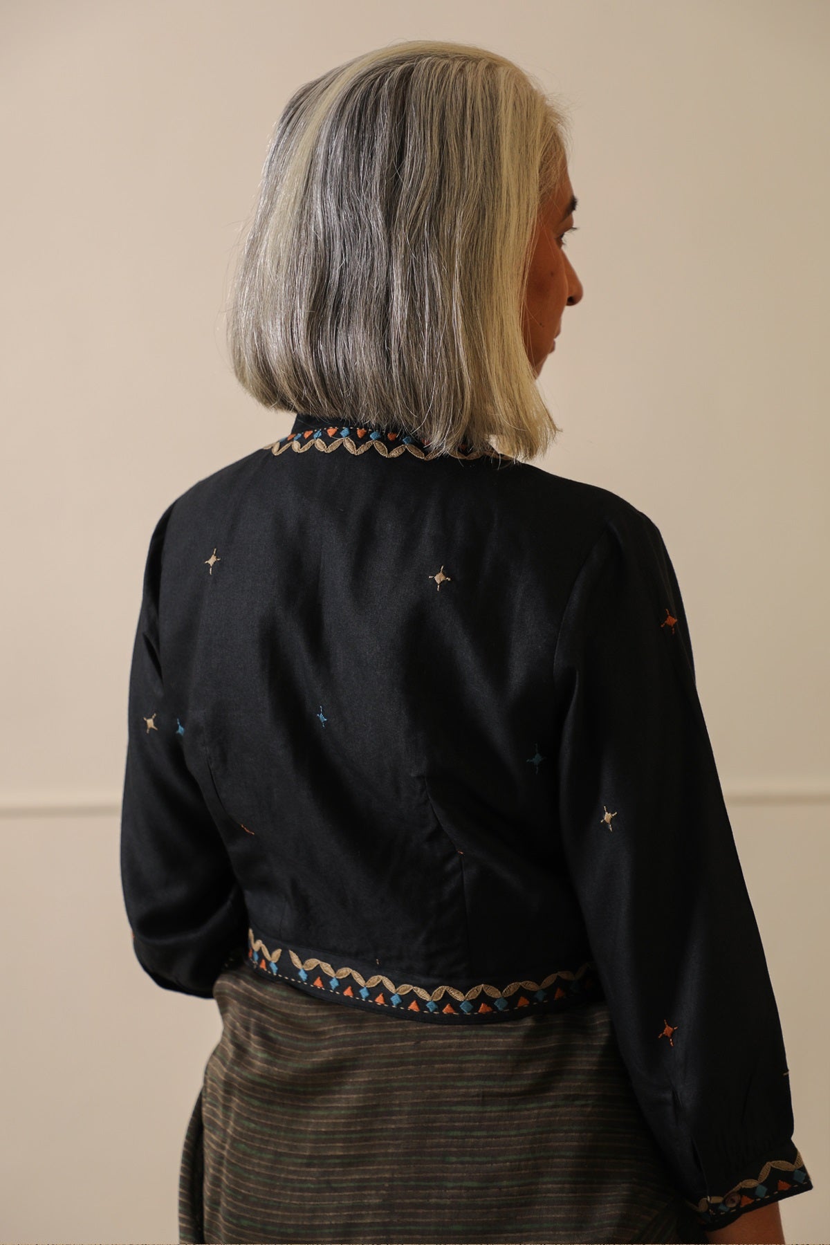 Idaya Black Blouse With Pakkoh Embroidery