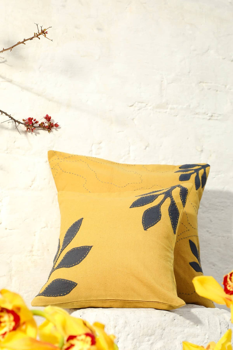 Mustard floral outlet cushion