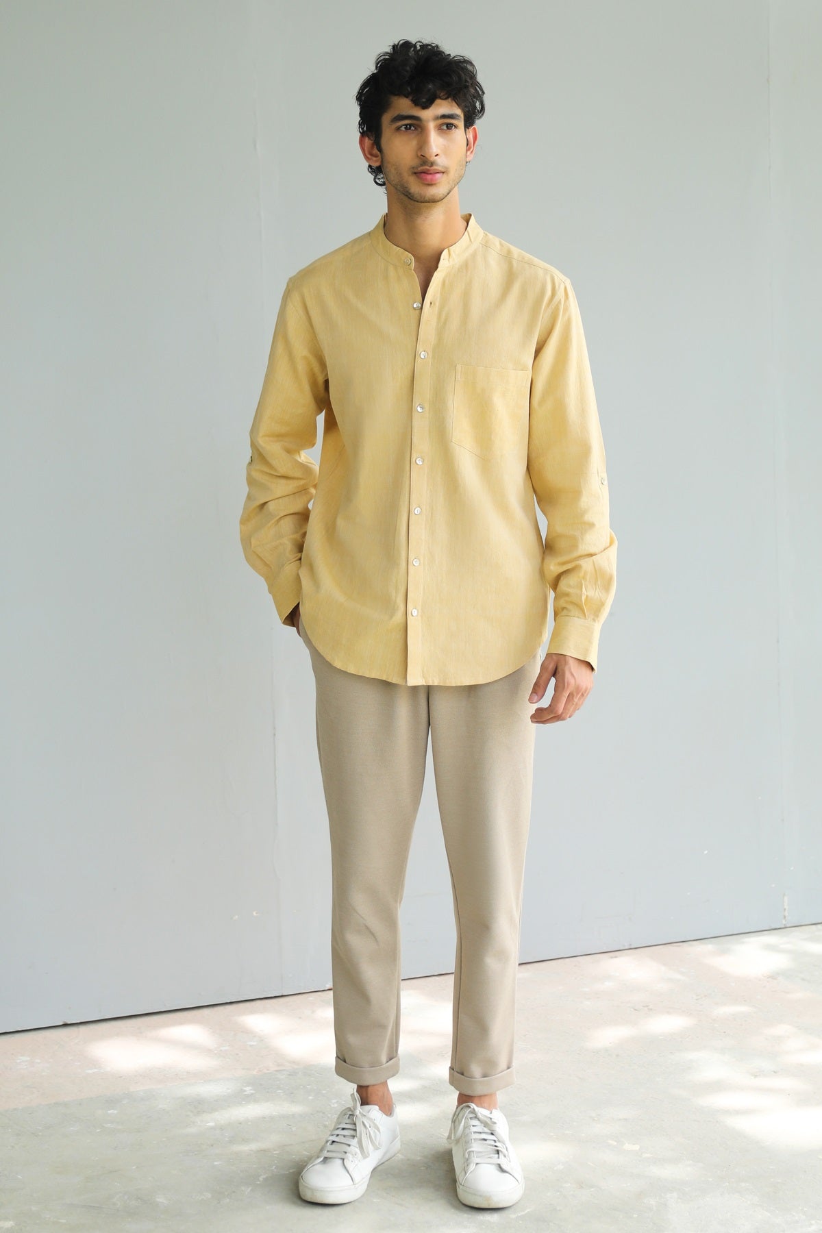 Ayaan Yellow Handwoven Formal Shirt