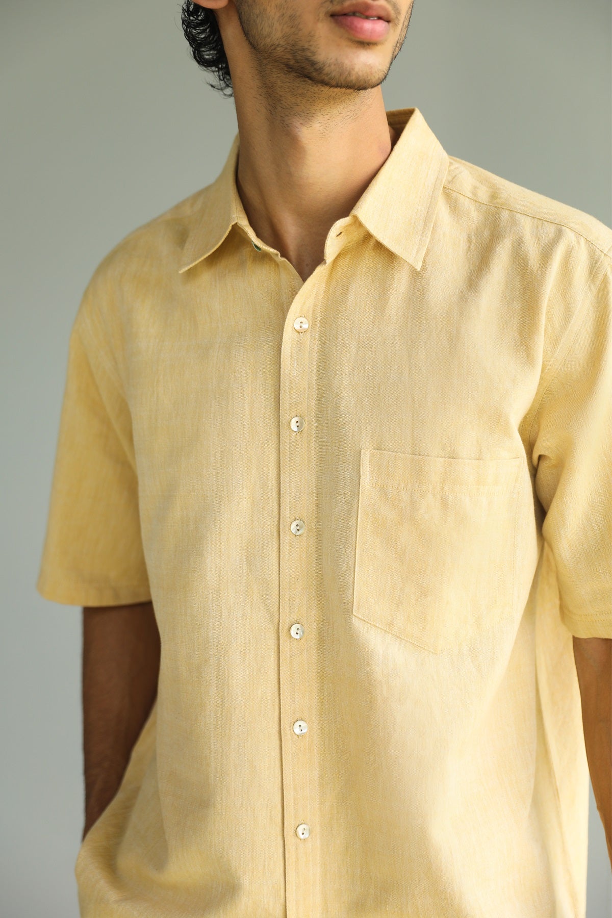 Ayaan Yellow Handwoven Casual Shirt