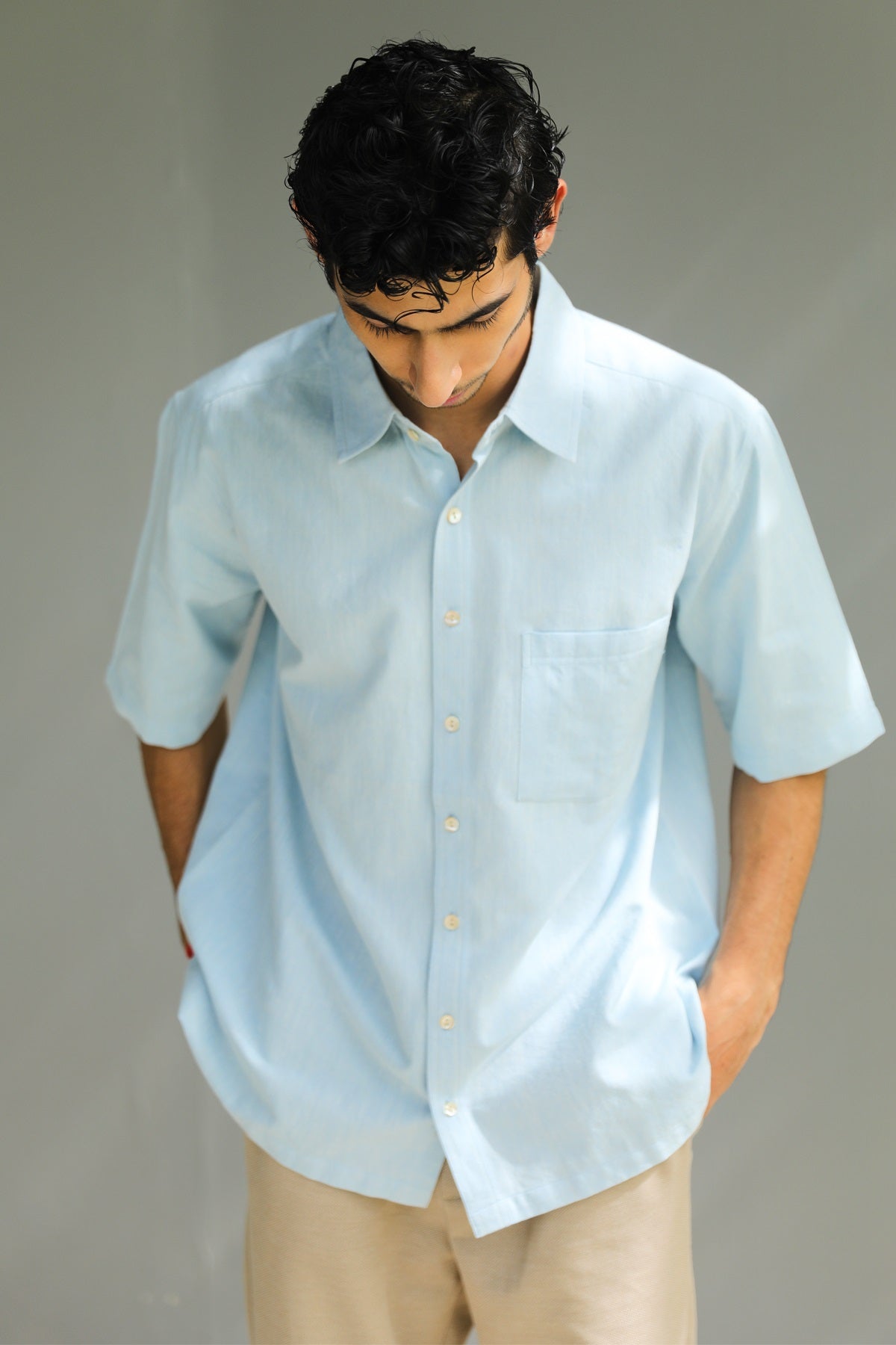 Ayaan Blue Handwoven Casual Shirt