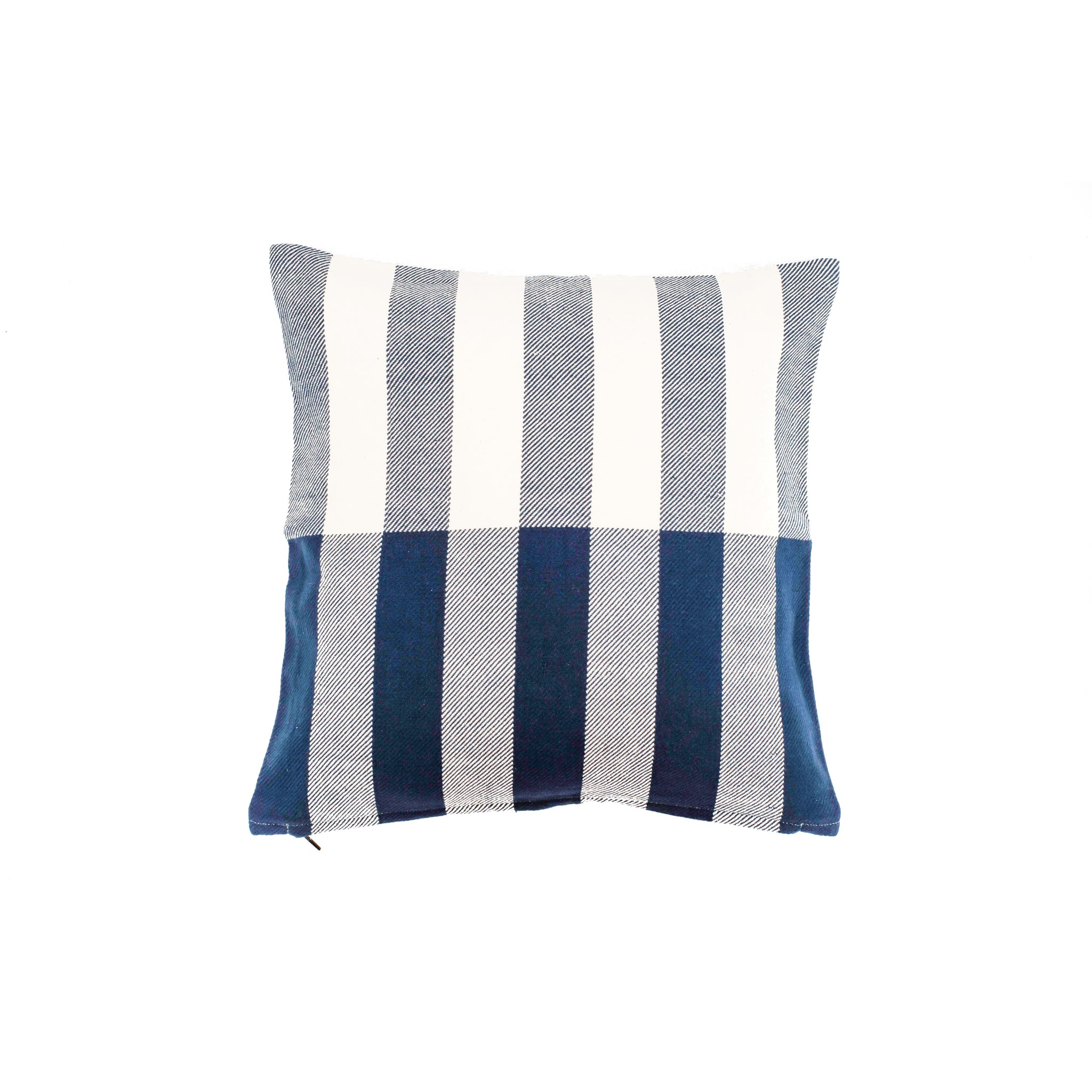 White & Indigo Striped Woven Cushion Cover (16"X16")