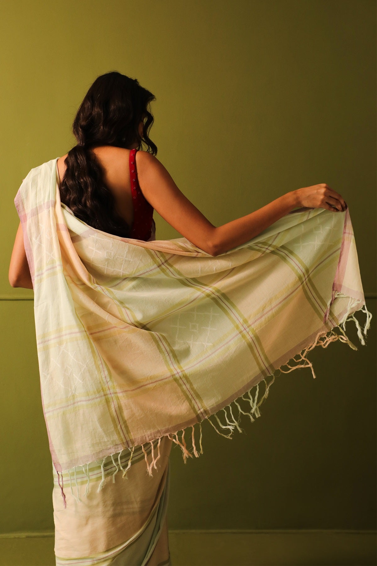 Yuni Pastel Green Handwoven Saree