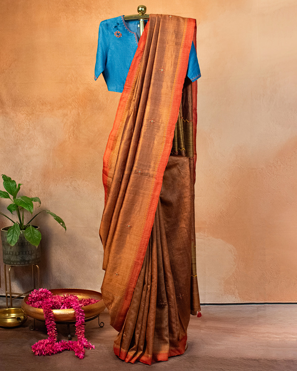 Kesar Tussar Saree with Soof Hand Embroidery