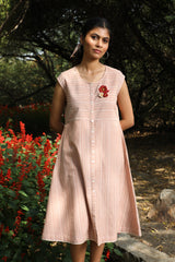 Arka Cotton Peach Striped Dress