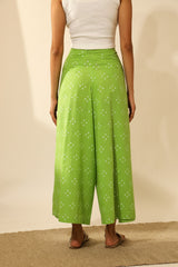 Bandhani Wraparound Pants In Lime Green