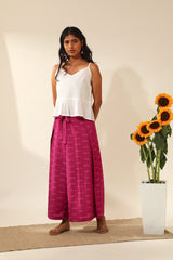 Bandhani Wraparound Pants In Magenta Pink