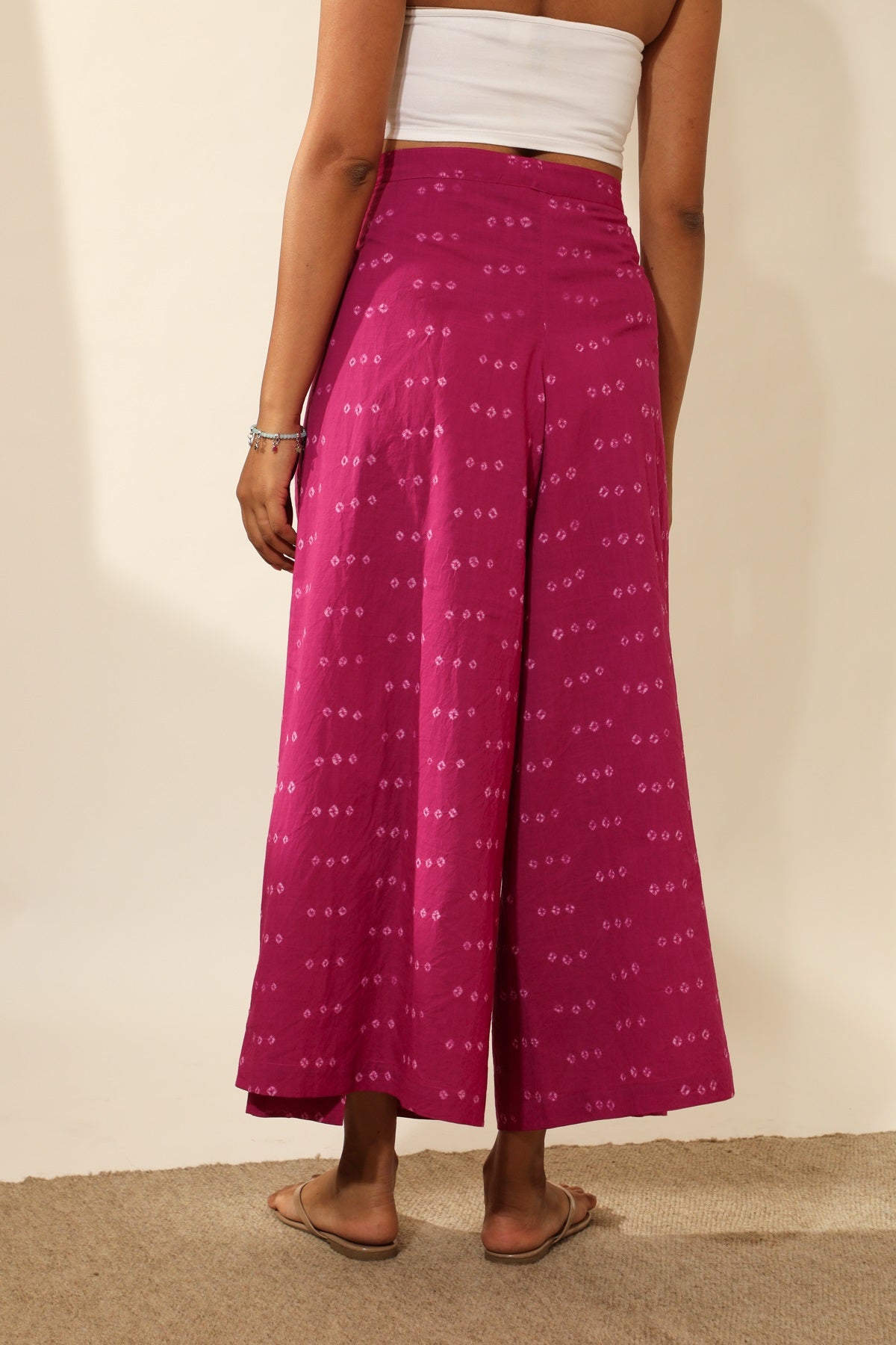 Bandhani Wraparound Pants In Magenta Pink