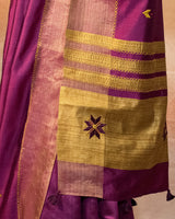 Baigni Tussar Saree with Soof Hand Embroidery