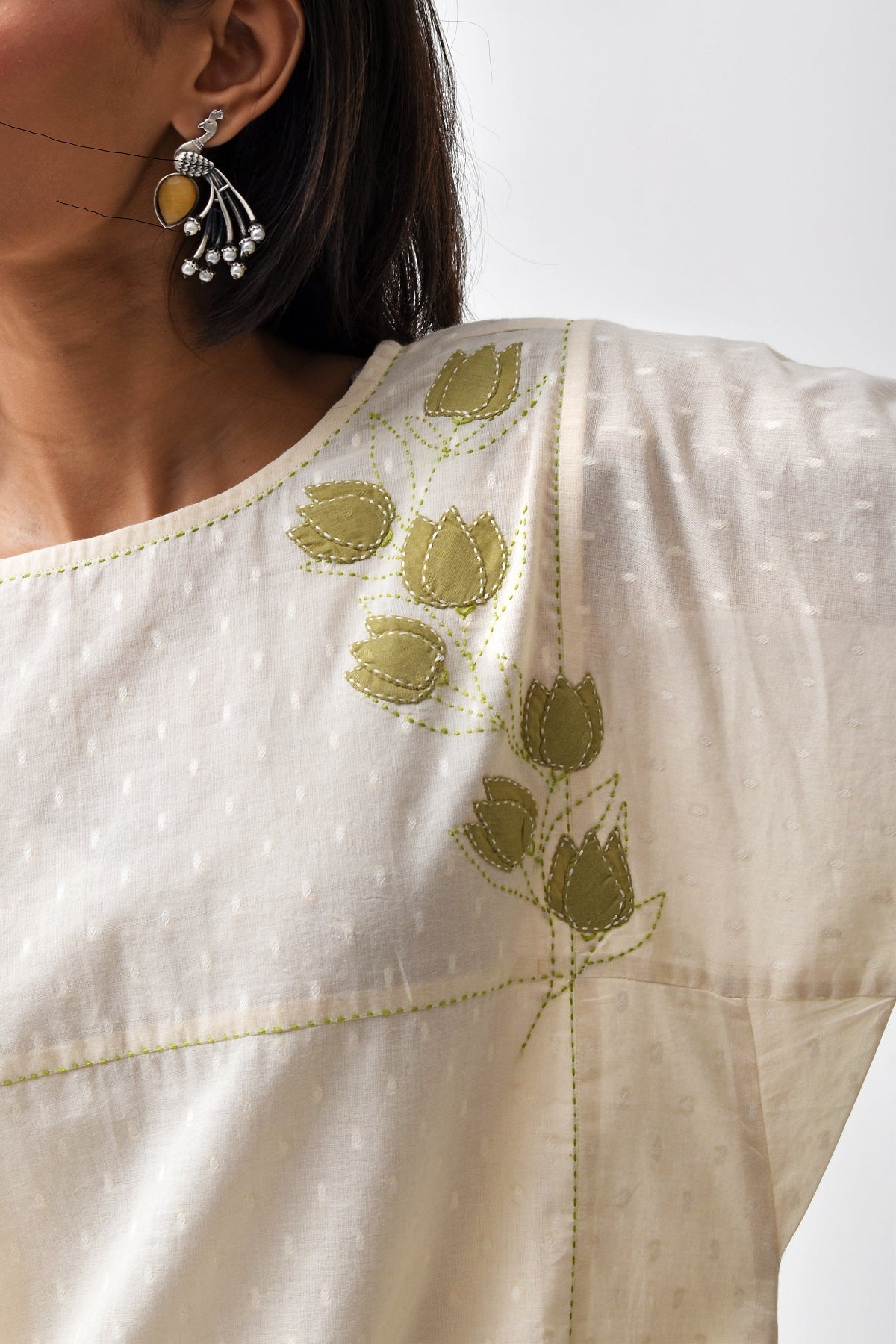 Arrosa Applique Cotton Kurta