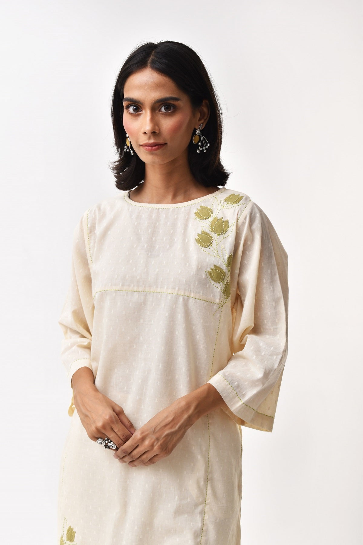 Arrosa Applique Cotton Kurta