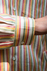 Dhaari Multi Color Striped Handwoven Full Sleeve Pure Cotton Shirt