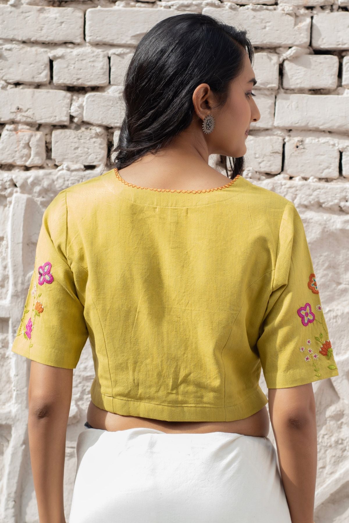 Cheenth Yellow Blouse With Front Concealed Placket And Pucca Embroidery