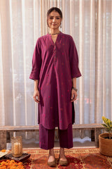 Haveli Soof Violet Hand Embroidered Kurta