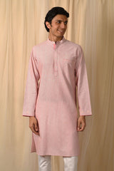 Baori Pink Hand Embroidered Full Sleeve Long Kurta