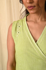 Baori Green Hand Embroidered Sleeveless Kurta Cum Dress