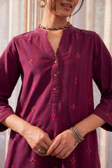 Haveli Soof Violet Hand Embroidered Kurta