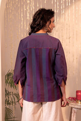 Haveli Applique And Kaanch Purple Hand Embroidered Top