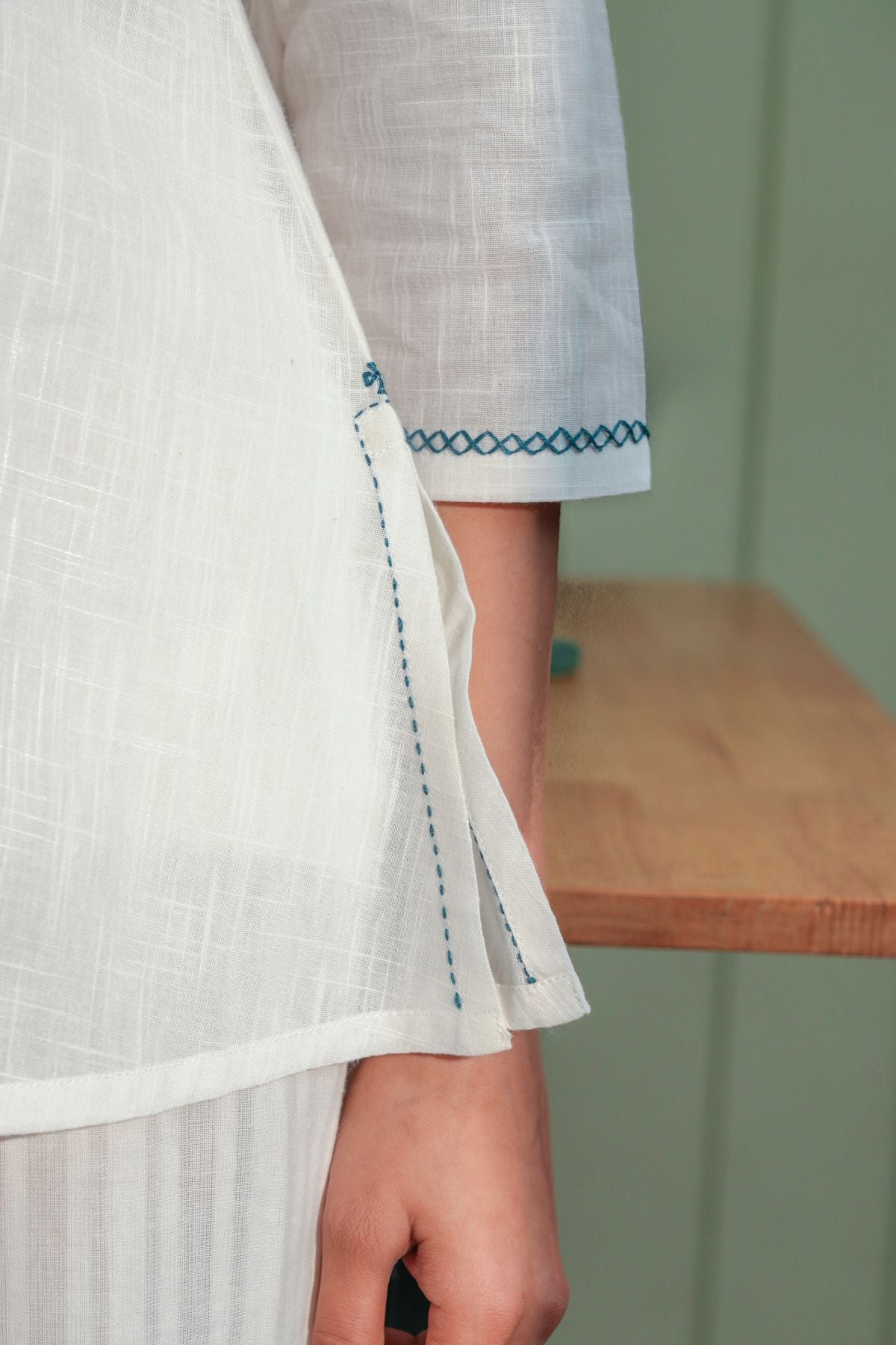 Dhwani White Cotton Top With Applique