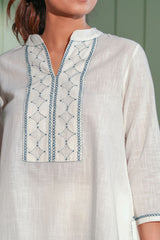 Dhwani White Cotton Top With Applique