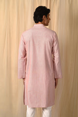 Baori Pink Hand Embroidered Full Sleeve Long Kurta