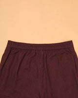 Kaanch Brown Straight-Fit Cotton Pant With Kantha Hand Embroidery