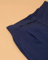 Kaanch Blue Straight-Fit Cotton Pant With Kantha Hand Embroidery