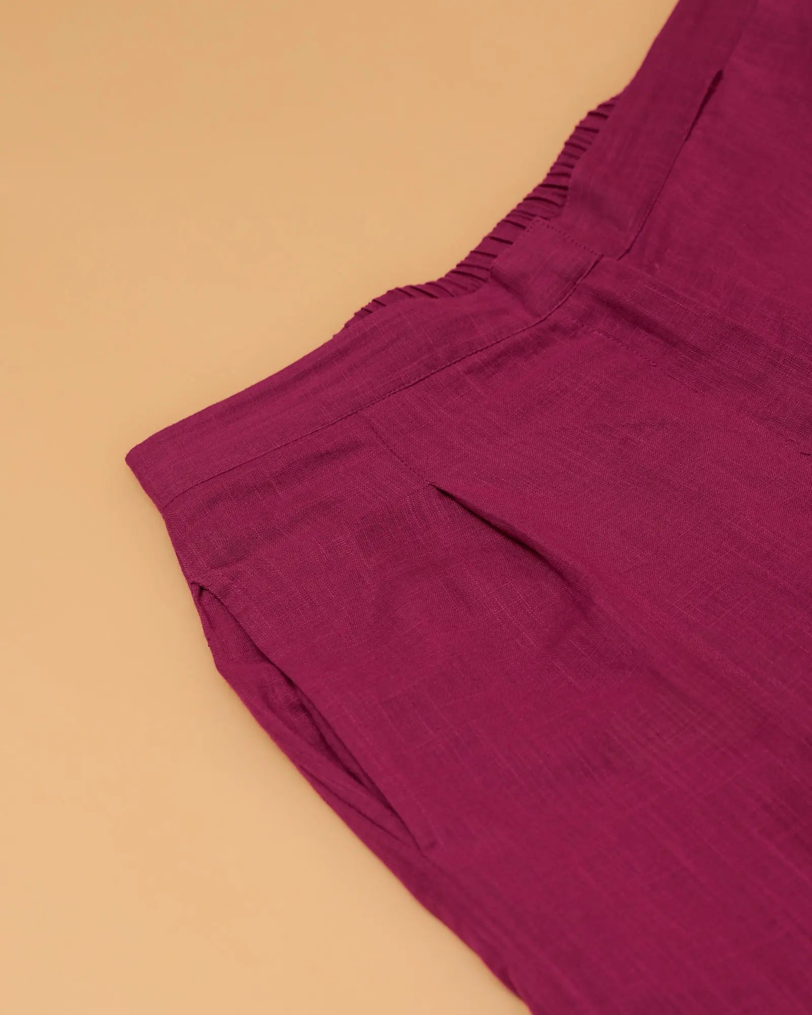Kaanch Pink Straight-Fit Cotton Pant With Kantha Hand Embroidery