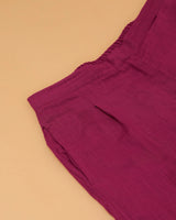 Kaanch Pink Straight-Fit Cotton Pant With Kantha Hand Embroidery