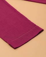 Kaanch Pink Straight-Fit Cotton Pant With Kantha Hand Embroidery