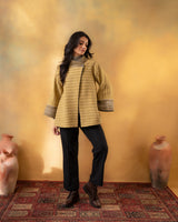 Dhaani Lime Green Striped Handwoven Naturally Dyed Woolen Jacket