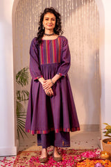 Haveli Applique Purple Hand Embroidered Dress