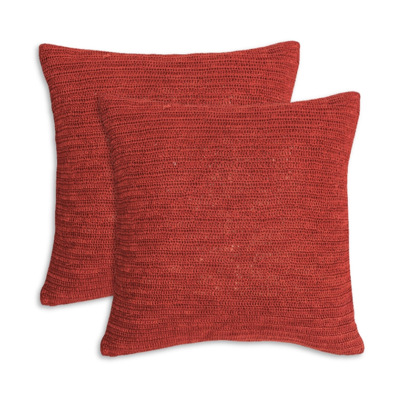 Inshanoor Crochet Cushion (Rust)- Gerua Jaal Cushion Cover