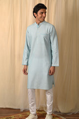 Baori Blue Hand Embroidered Full Sleeve Long Kurta