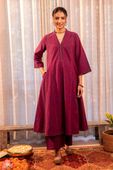 Haveli Soof Violet Hand Embroidered Kalidar Kurta