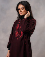 Gurez Garnet Handwoven Woolen Phiran with Soof Embroidery