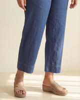 Dhwani Blue Straight-Fit Cotton Pants With Dessert Hand Embroidery