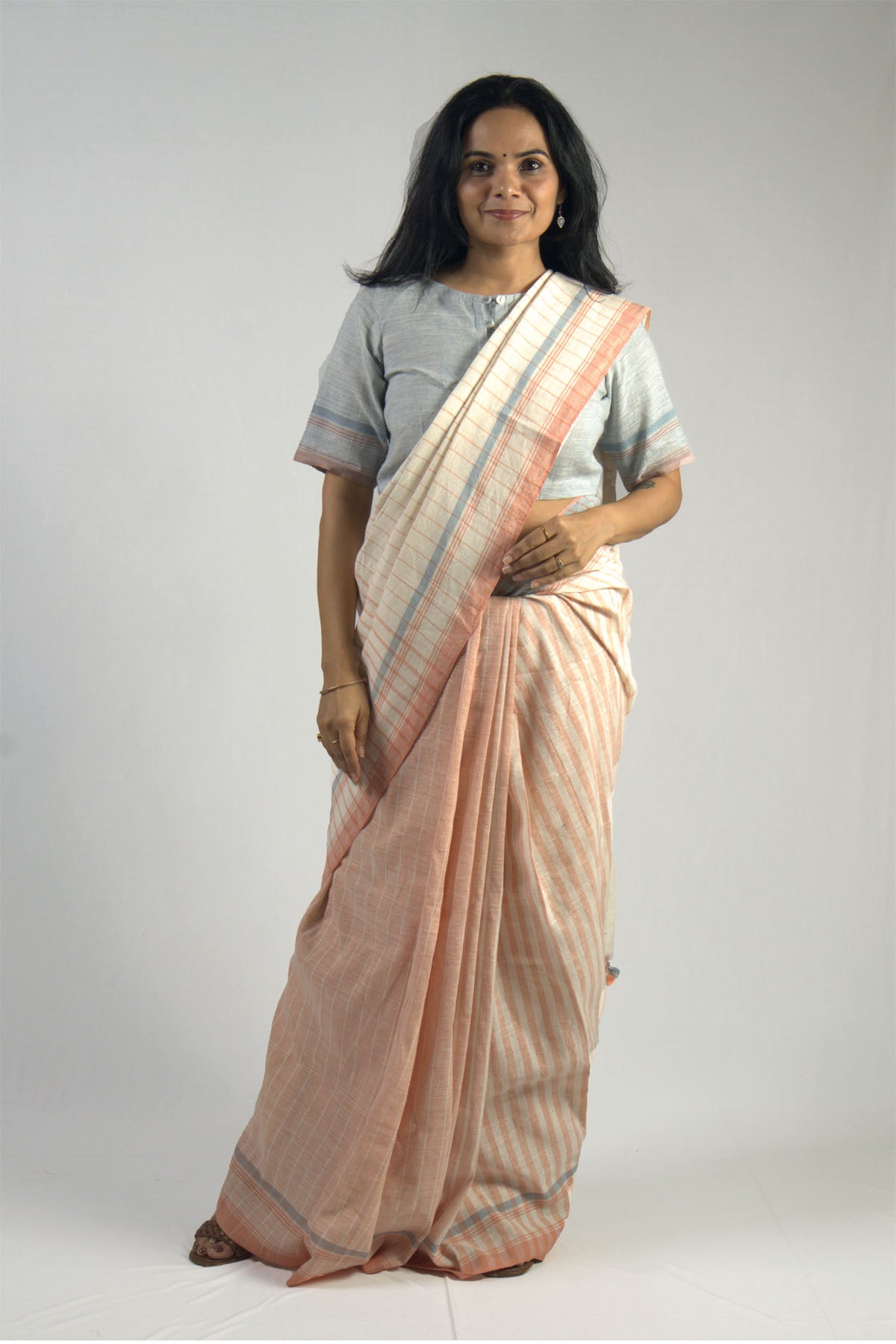 Linen Kala Cotton Kutchi Saree