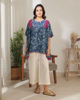 Chaaya Indigo Block Printed Over Sized Top