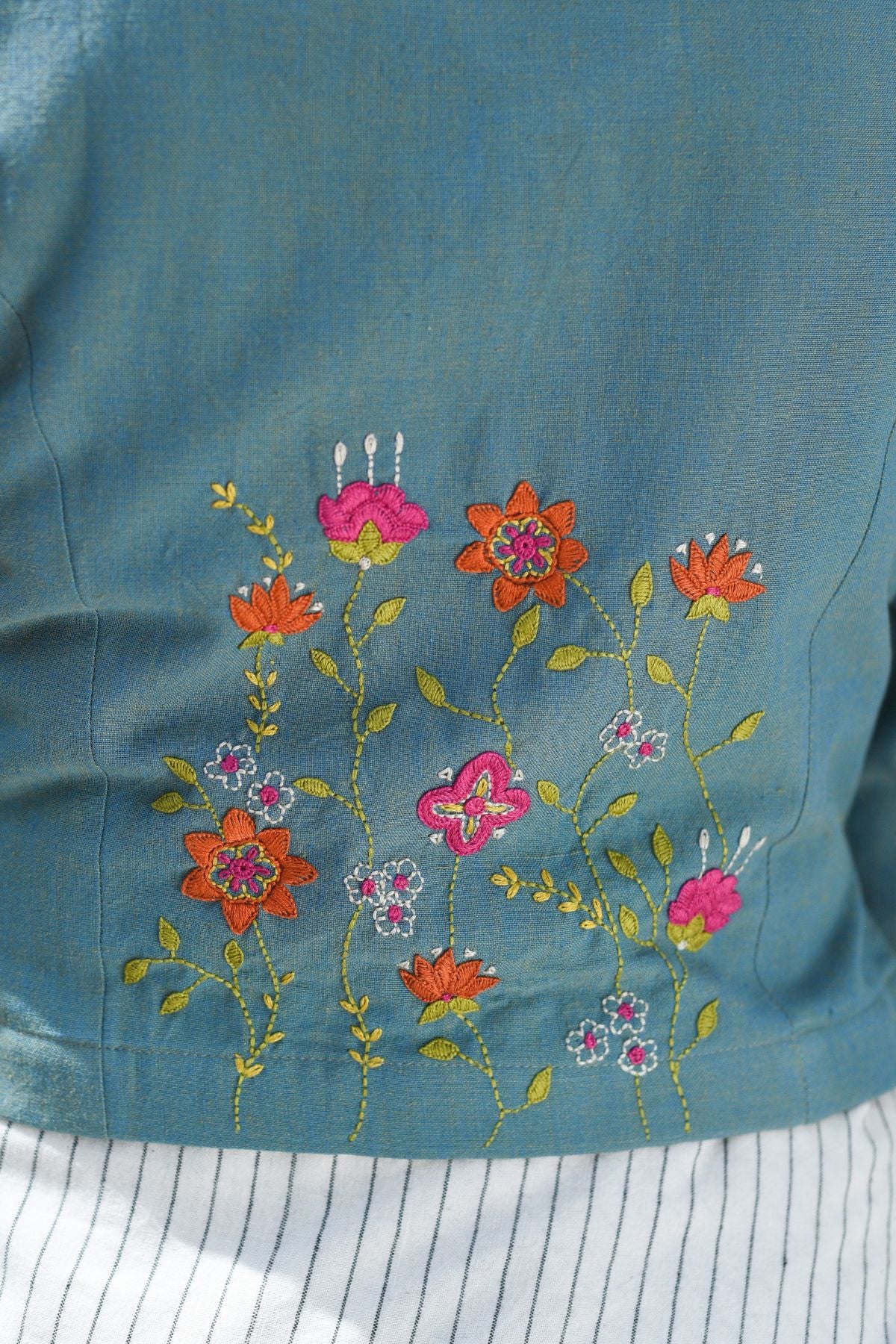 Cheenth Blue Blouse With Pucca Embroidered On Back