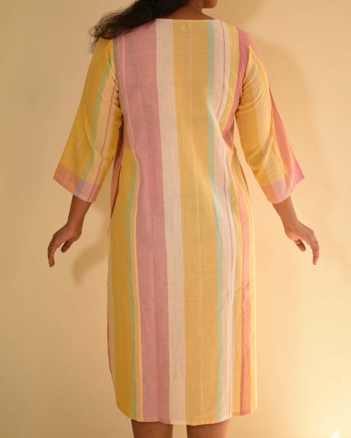 Dhwani Pastel A-Line Handwoven Cotton Dress