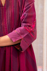 Haveli Soof Violet Hand Embroidered Pintuck Dress