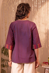 Haveli Applique Purple Hand Embroidered Top