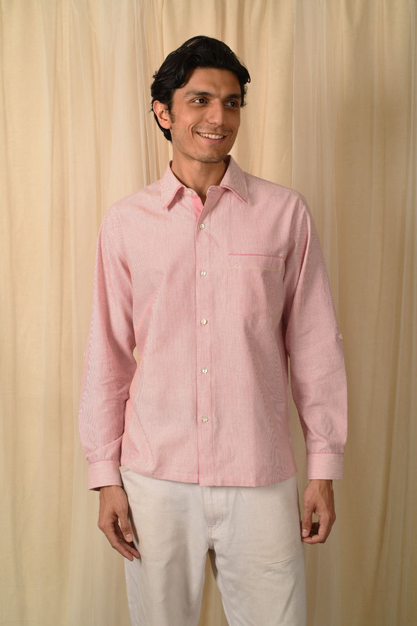 Baori Pink Hand Embroidered Full Sleeve Shirt