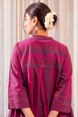 Haveli Soof Violet Hand Embroidered Pintuck Dress