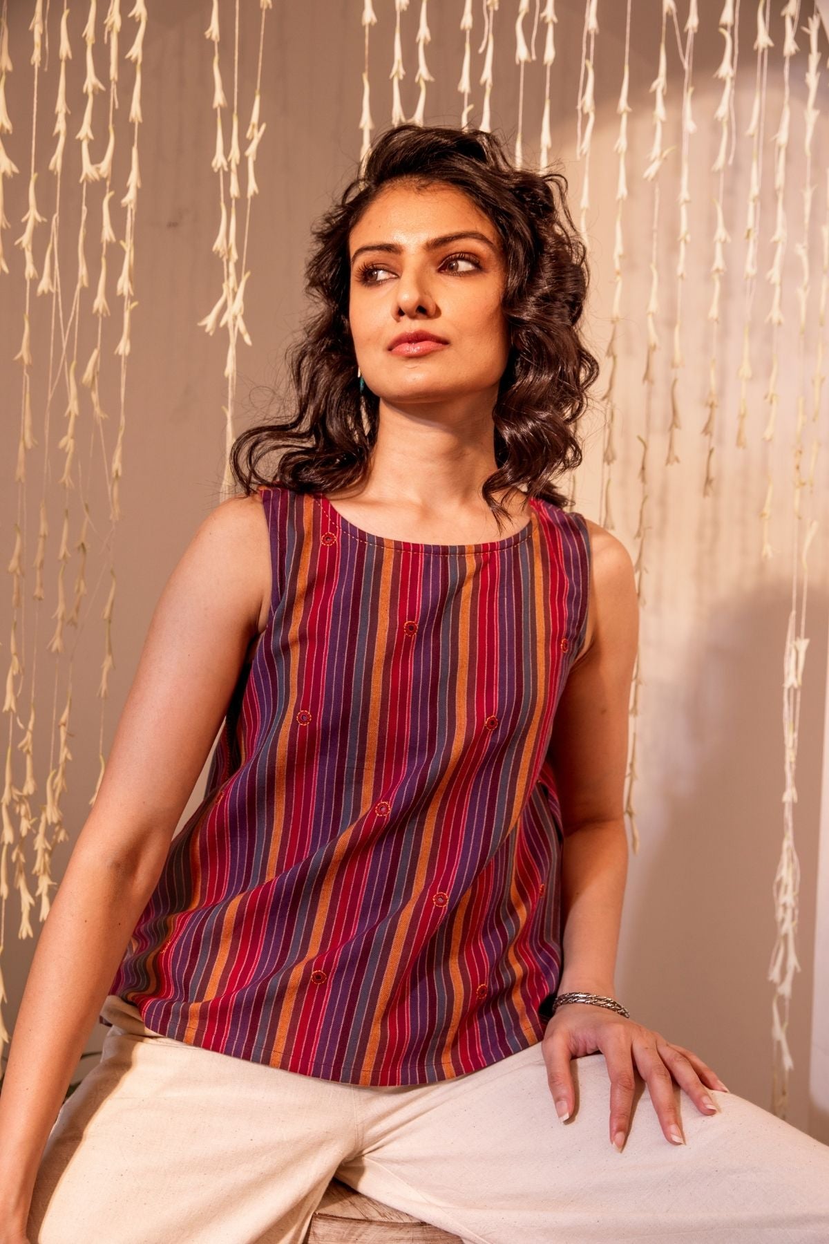 Haveli Applique Sleeveless Top