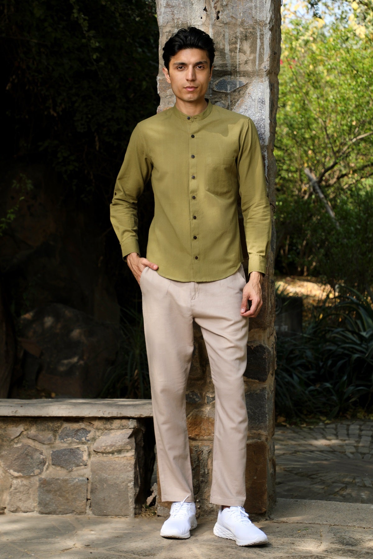 Musafir Olive Full Sleeve Shirt