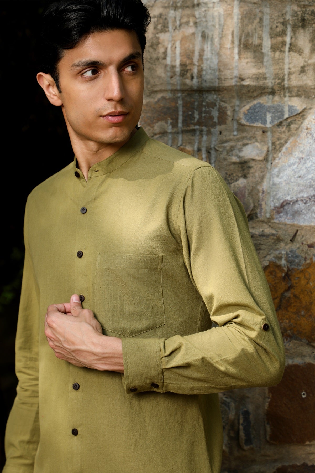 Musafir Olive Full Sleeve Shirt